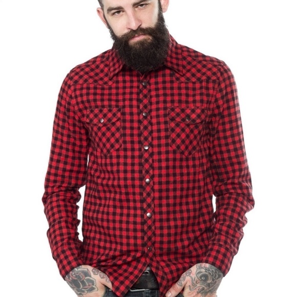 Kustom Kreeps Flannel Button down Shirt Size XXL - Picture 1 of 11